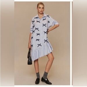Anthropologie blue bow shirt dress. Great condition.